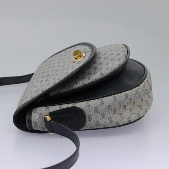 GUCCI Micro GG Supreme Shoulder Bag PVC Navy Gold - Picture 3 of 16